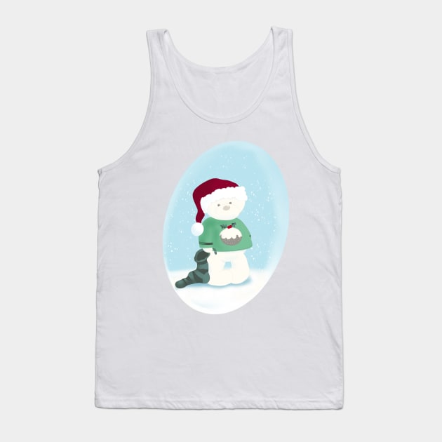Little White Snow Bear in Christmas Jumper and Santa Hat Tank Top by NattyDesigns
